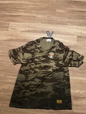 Reign Olive Camo Tee with Gold Logo Patch